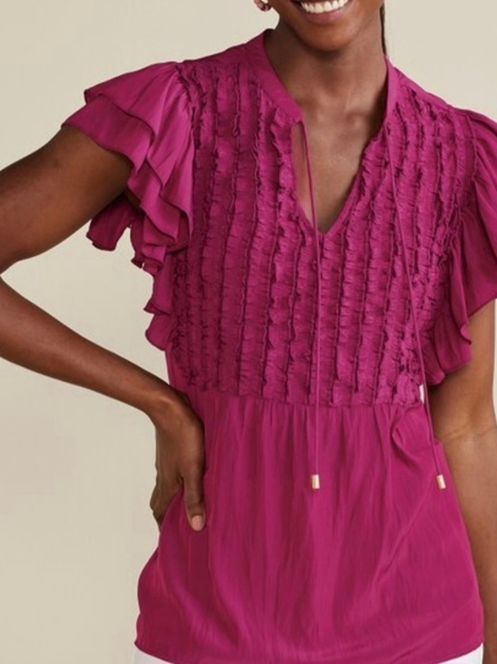 Soft Surroundings Victoria Ruffle Top Size Medium